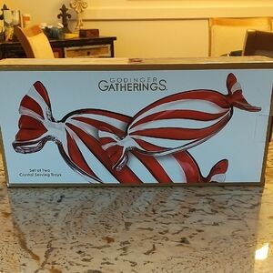 Godinger Gatherings Red and White Crystal Candy Trays